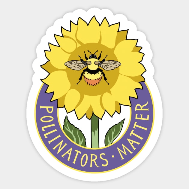 Pollinators Matter Sunflower Sticker by AnimalWhimsy